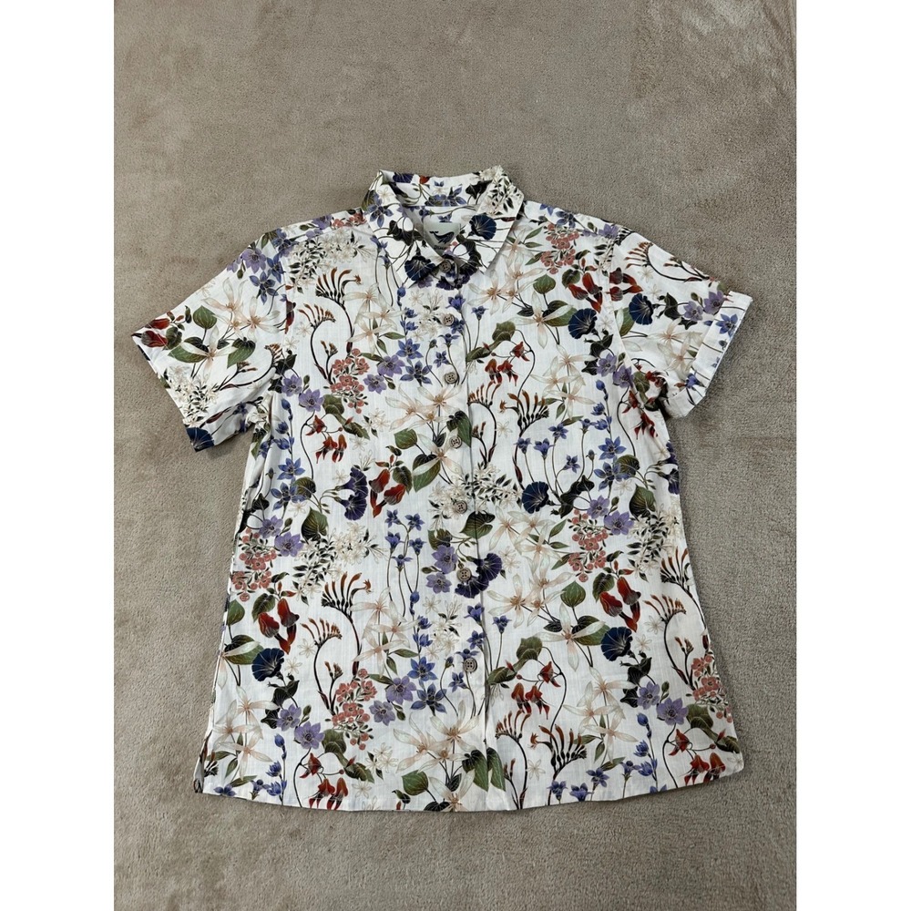 Yiume Hawaiian Aloha shirt Mens Size Medium Floral AOP Short Sleeve EUC